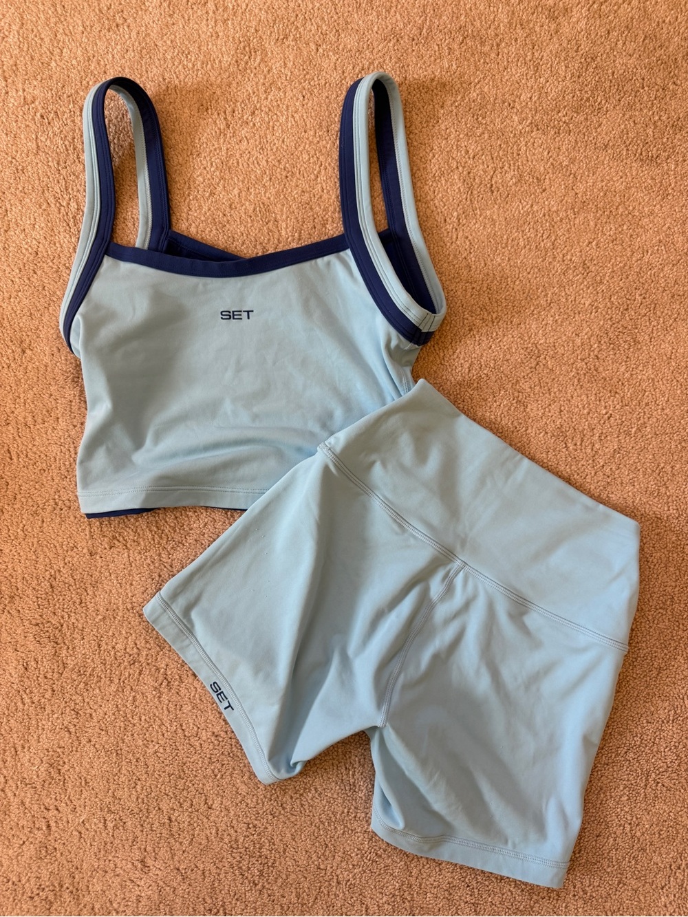 SET Active Light Blue High-Waist Athletic Shorts